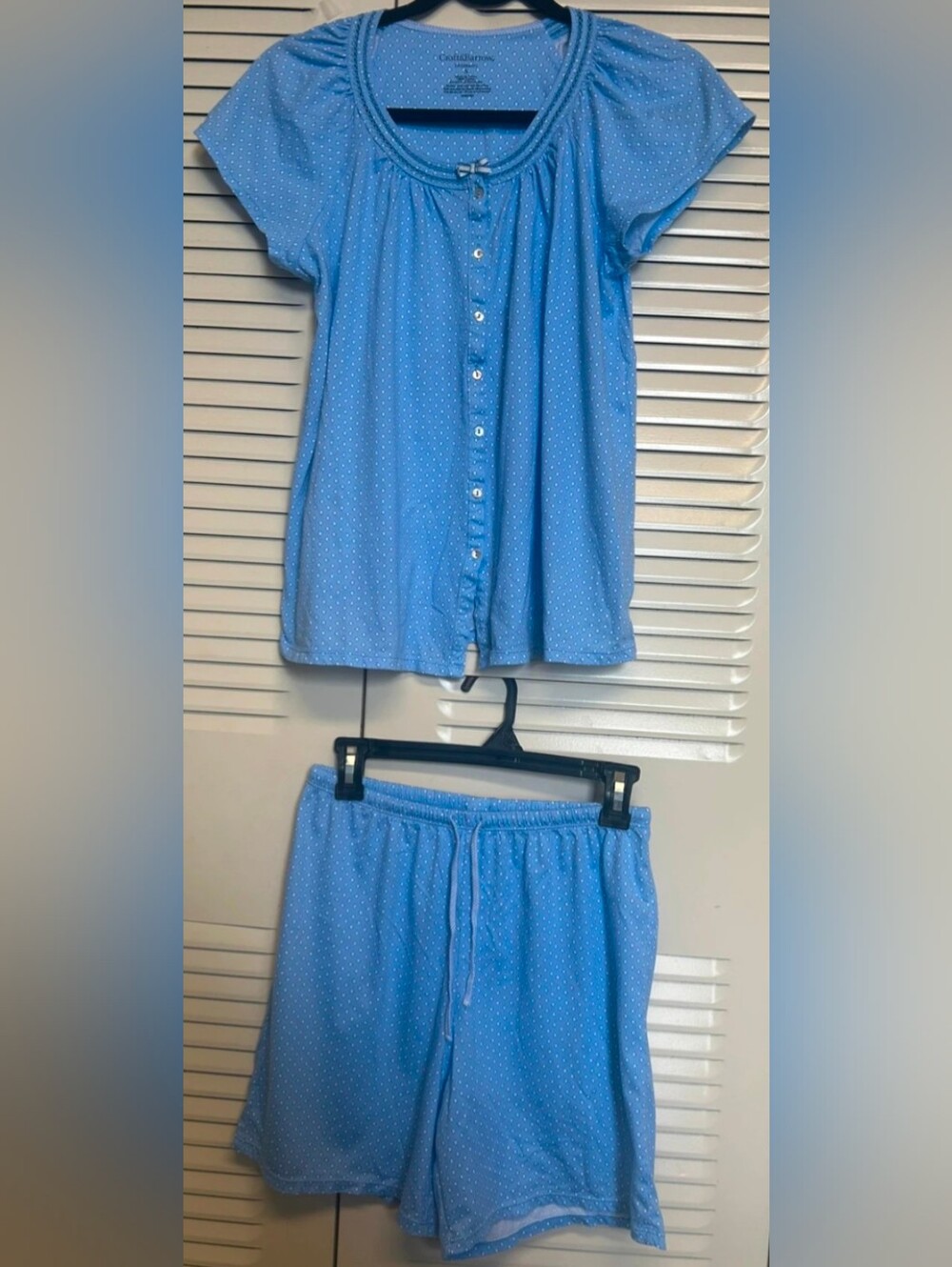Croft & Barrow Light Blue Polka Dot Short Pajama Set Sz S